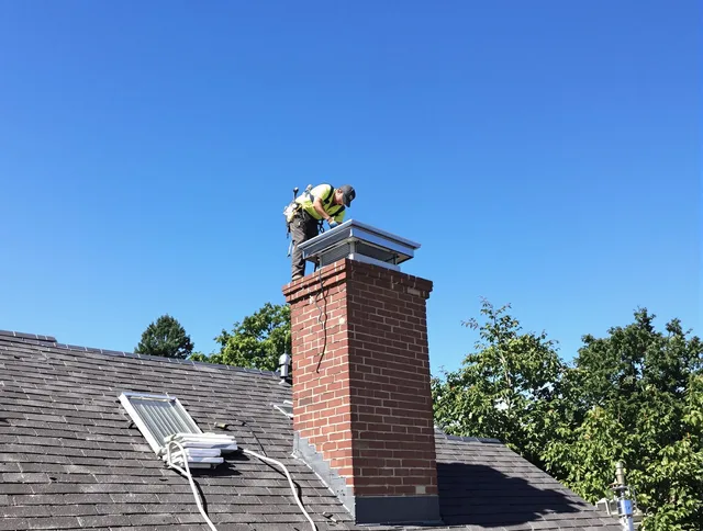 Spring Hill Chimney Sweep technician measuring a chimney cap in Spring Hill, FL