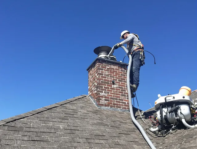Dedicated Spring Hill Chimney Sweep team member cleaning a chimney in Spring Hill, FL