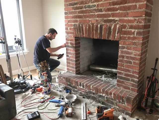 Spring Hill Chimney Sweep specialist finalizing chimney liner service in Spring Hill, FL