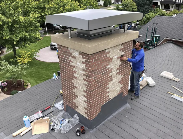 Spring Hill Chimney Sweep team working on a custom chimney remodel in Spring Hill, FL