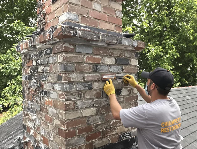 In-progress chimney restoration by Spring Hill Chimney Sweep in Spring Hill, FL